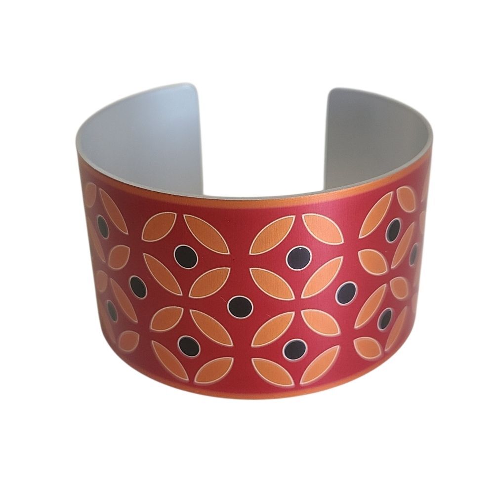 jill main new zealand cuff bracelet lightweight aluminum red and orange handmade